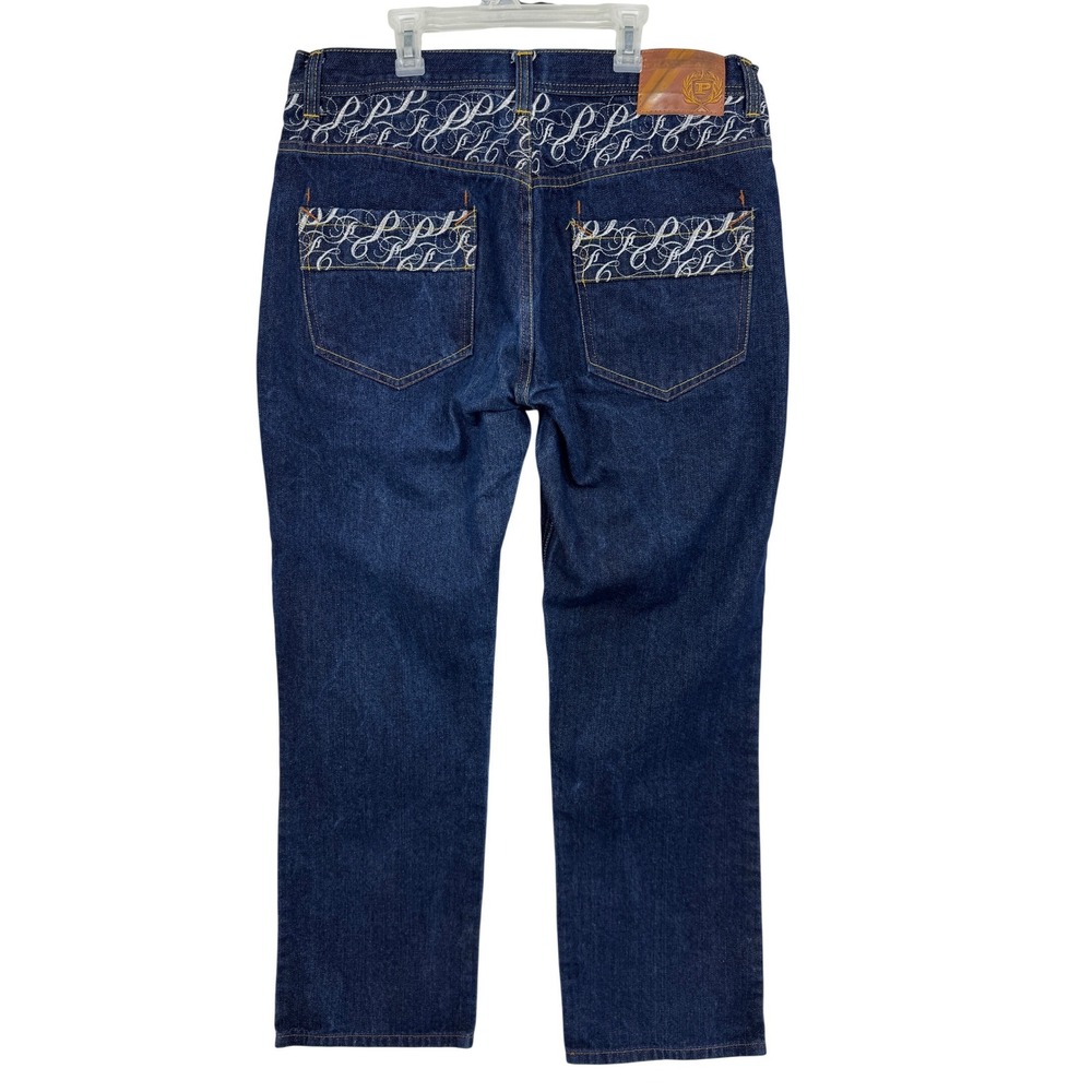 Phat‎ Classic Original Mens Dark Wash Embroidered Y2K Streetwear Jeans 38x34 - Picture 2 of 10
